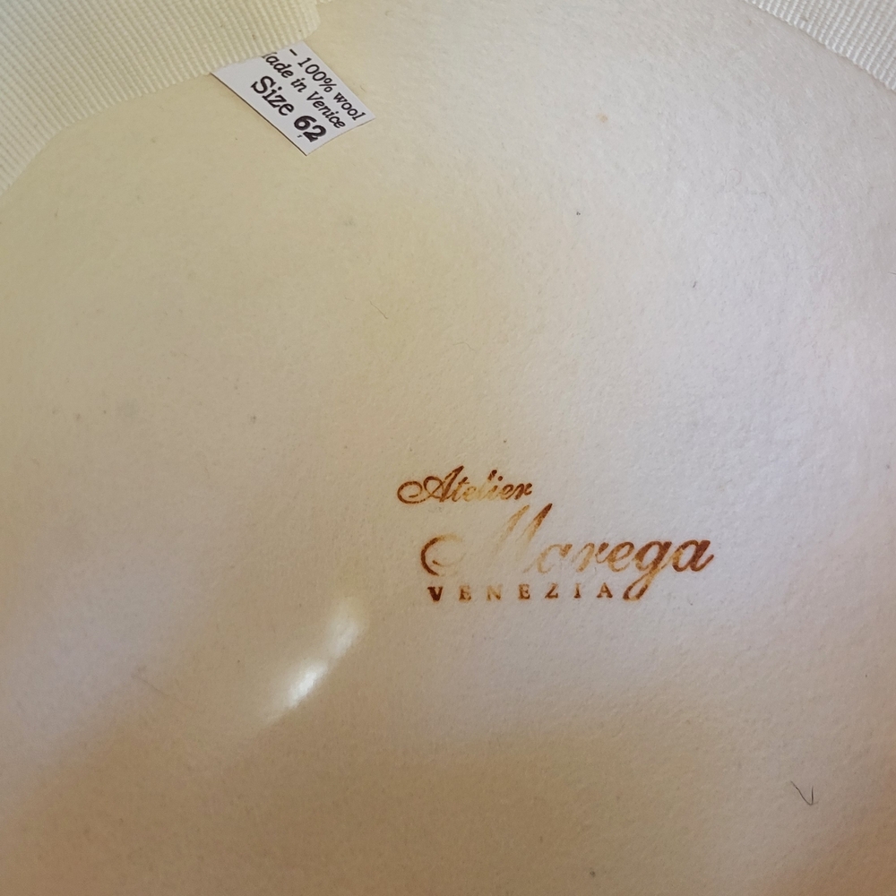 Atelier Marega Venezia 100% Wool Ivory Tricorn Hat XL 7 3/4 - Picture 4 of 4